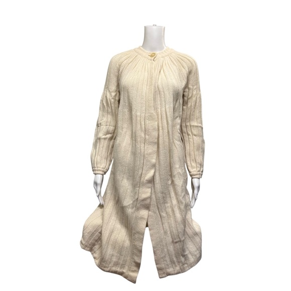 Vintage Sweaters - Vintage Lambswool by Dolores Long Line Cardigan Off White Size M